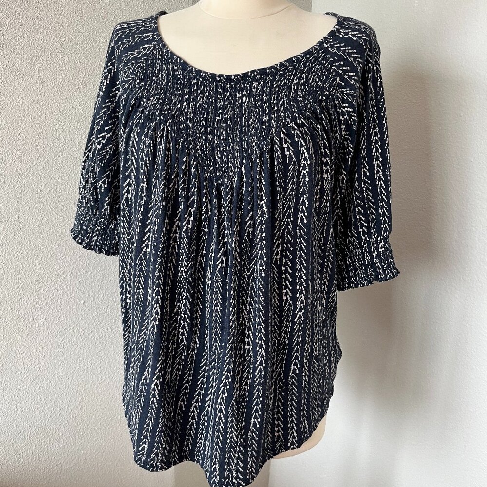 Lucky Brand Navy and white top